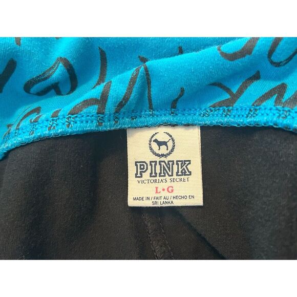 Victoria Secret Fold over Leggings Large spell out VINTAGE Black - Picture 4 of 4